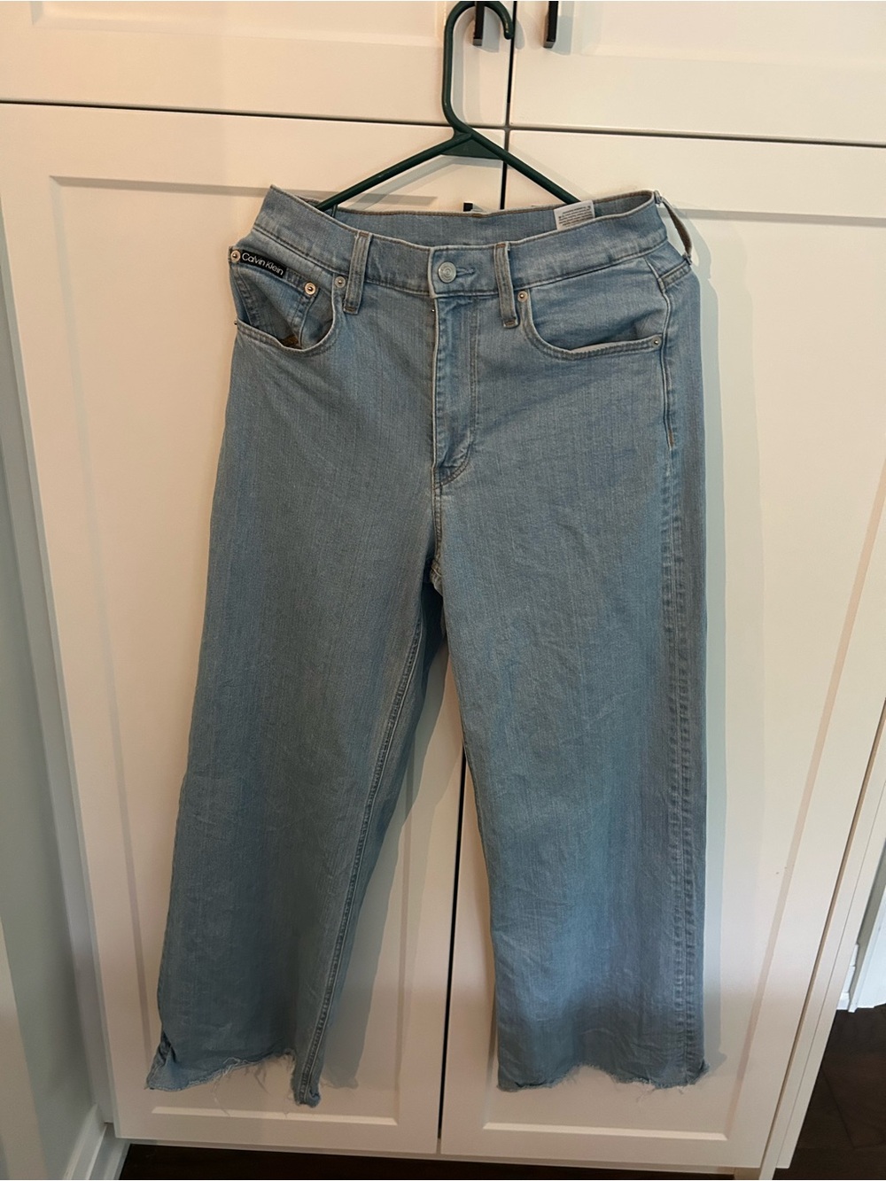 Calvin Klein Jeans Light Blue Wide-Leg Cropped Denim